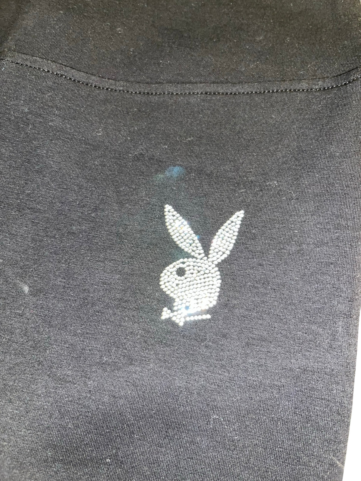 Playboy Black Rhinestone Bunny Flared Trousers | Y2K Size M
