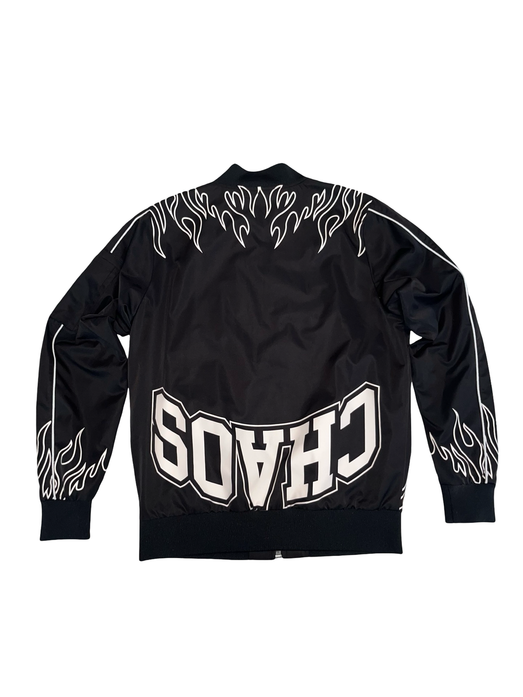 JK Attire CHAOS Black Flame Bomber Jacket | Size S