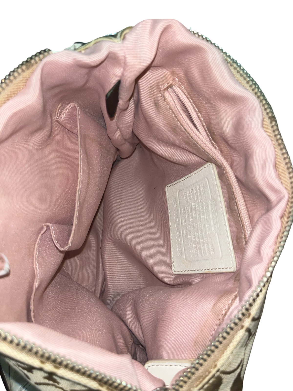 Coach Signature C Beige & White Buckle Shoulder Bag Y2K