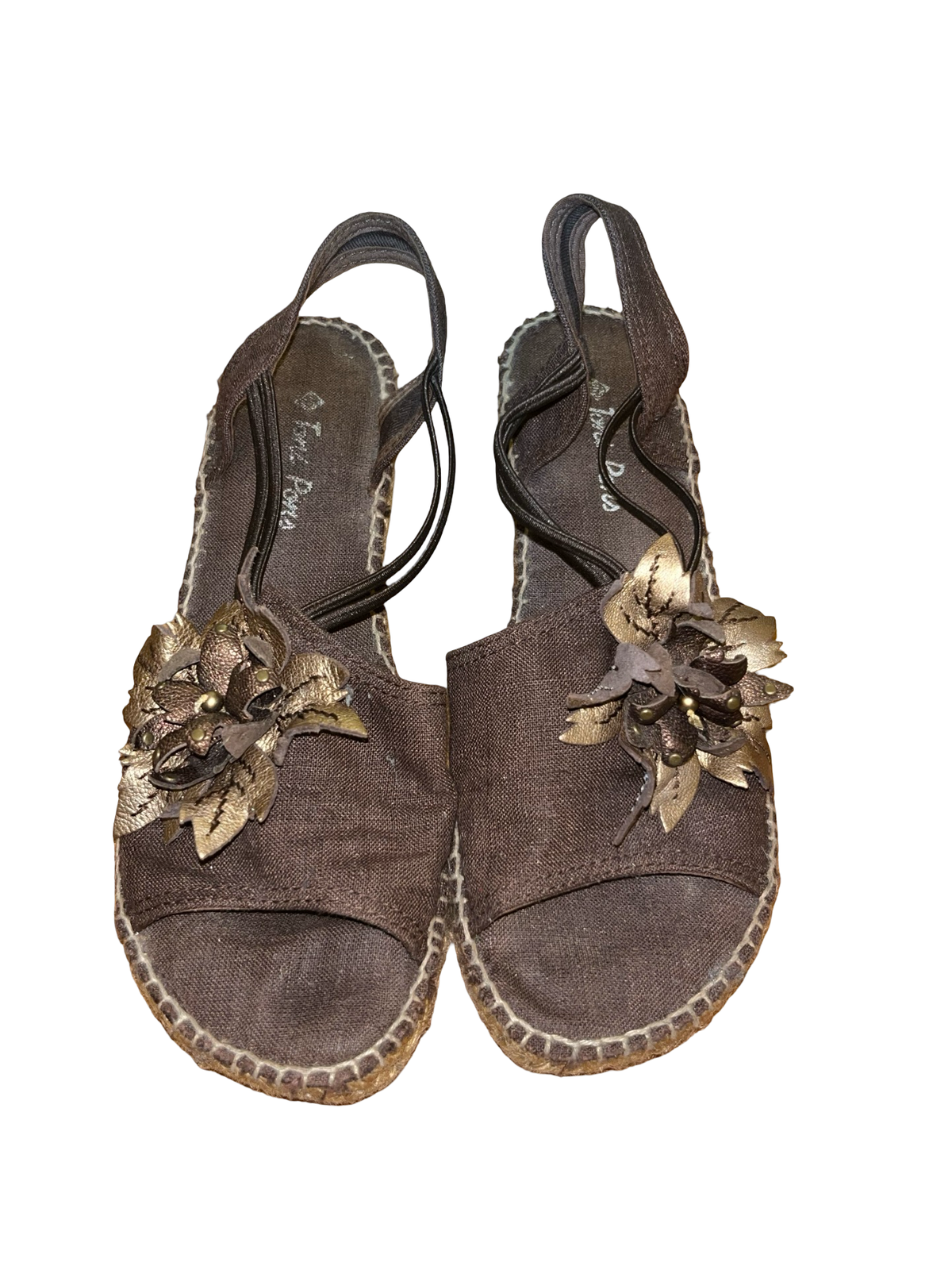 Toni Pons Brown Floral Wedge Sandals Y2K Uk5
