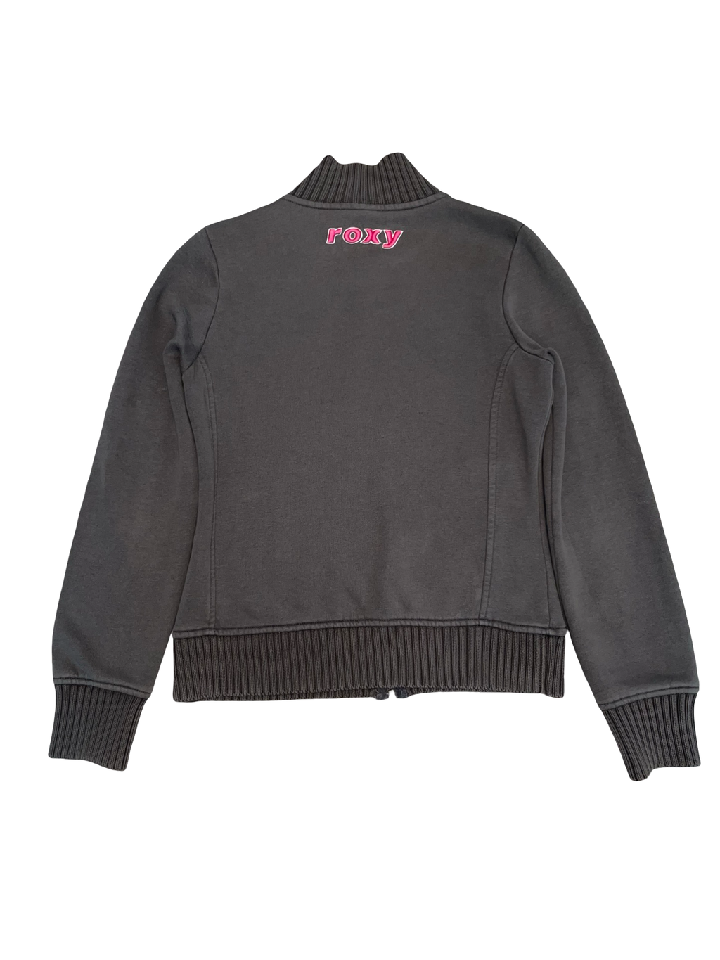 Roxy Grey Zip Up Sweatshirt Jacket Pink Logo Y2K | ukS