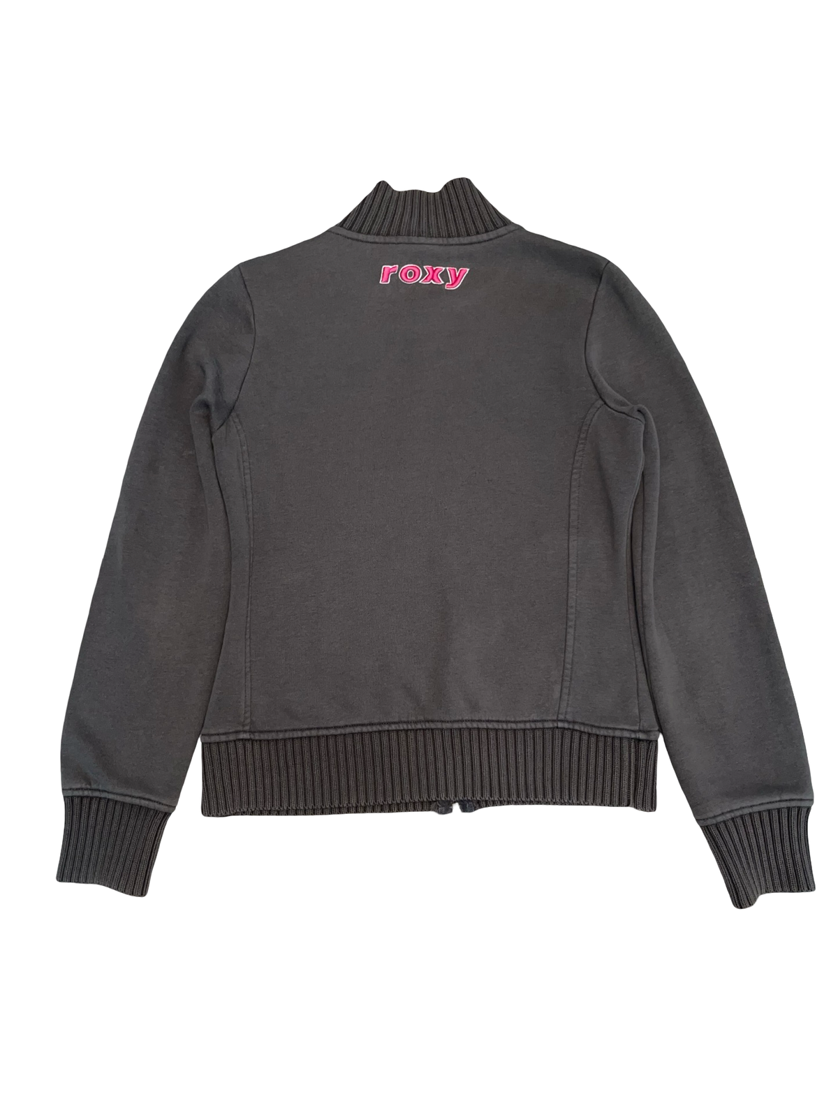 Roxy Grey Zip Up Sweatshirt Jacket Pink Logo Y2K | ukS
