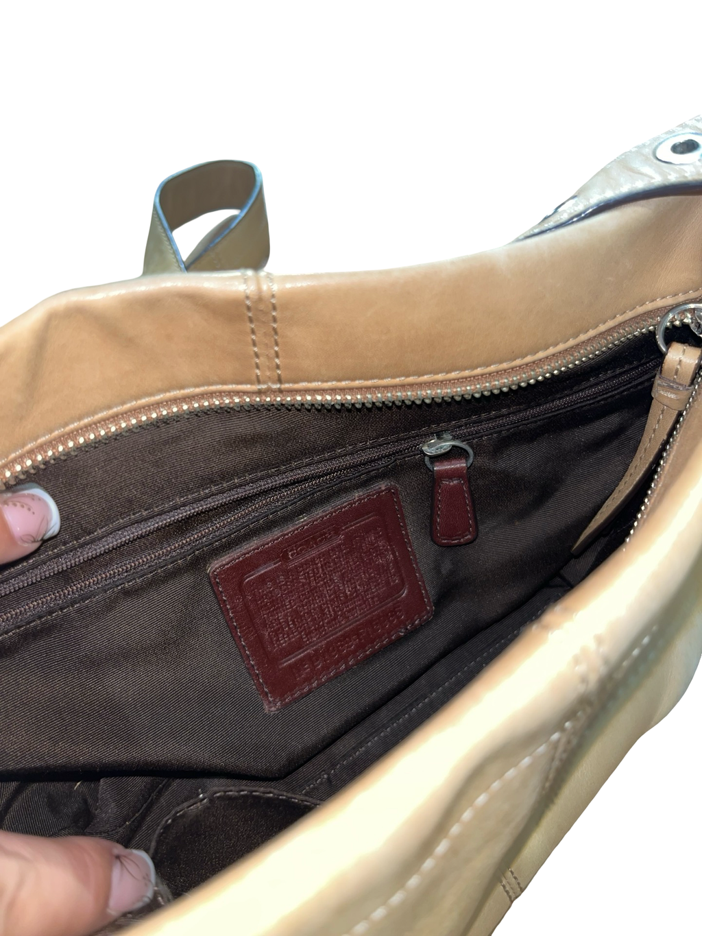 Coach Vintage Beige Leather Shoulder Bag Y2K