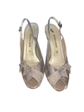 Peter Kaiser Metallic Taupe Bow Slingback Peep Toe Heels | Uk7