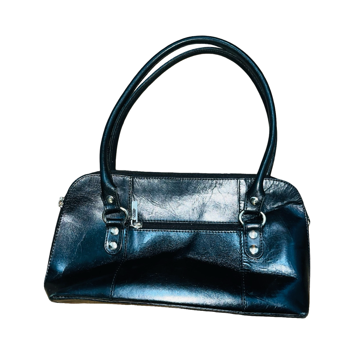 Vera Pelle Italian black vintage genuine leather shoulder bag