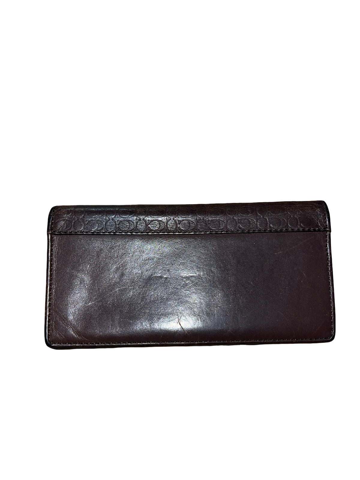 Vintage Coach Brown Leather Signature Long Wallet / Purse Y2K