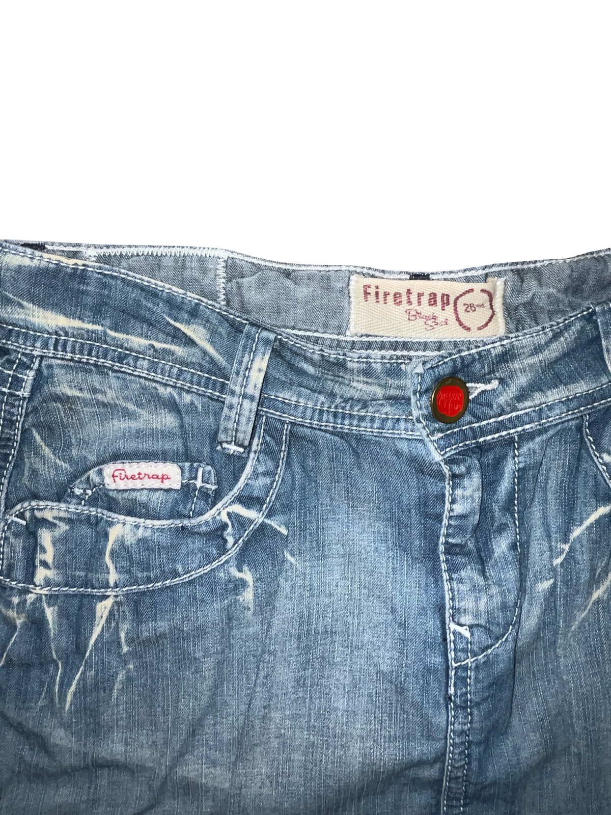 Y2K Firetrap Distressed Denim Mini Skirt UkS