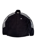 Adidas Black 3 Stripe Quarter Zip Fleece Retro Sportswear | UkM