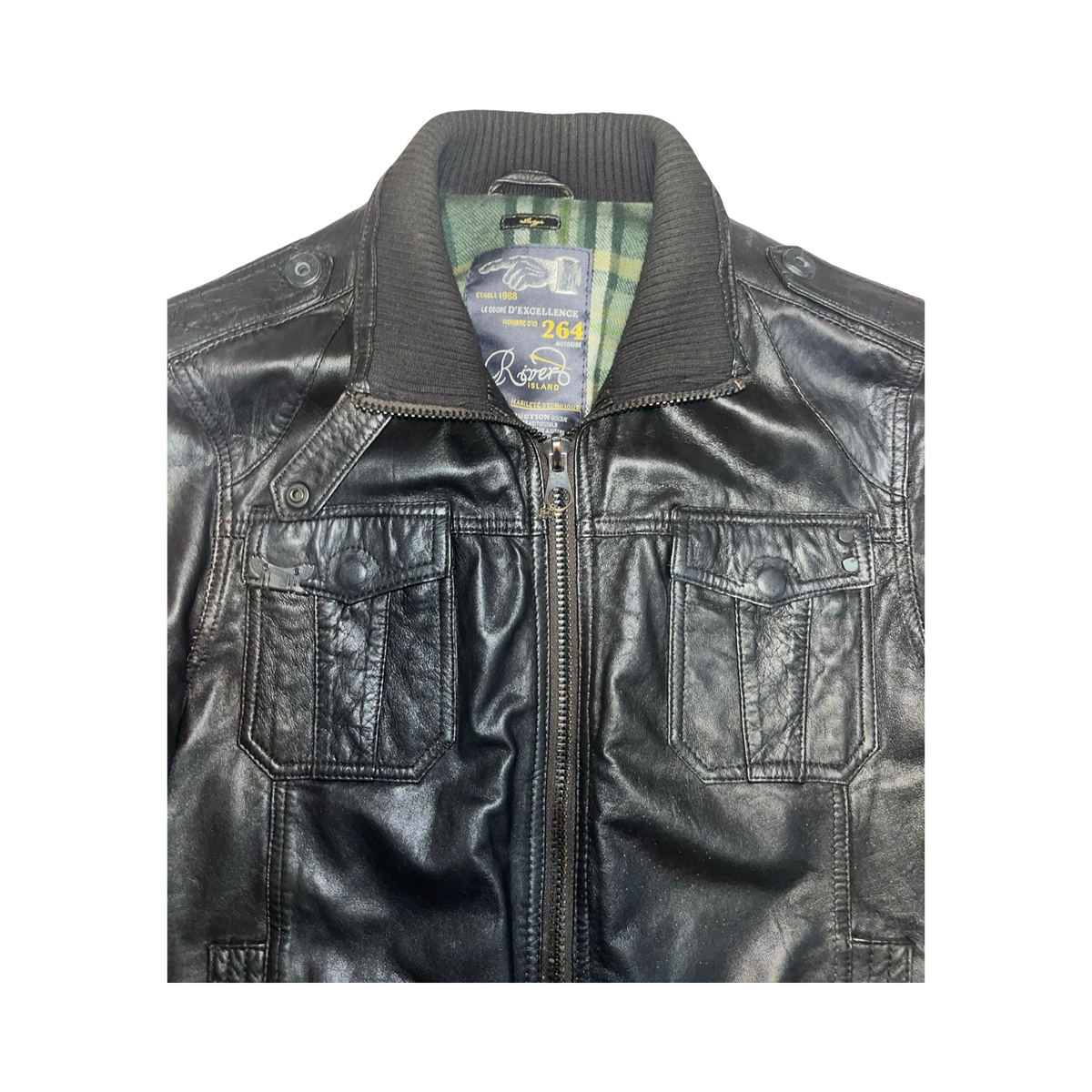 River island vintage leather jacket ukL