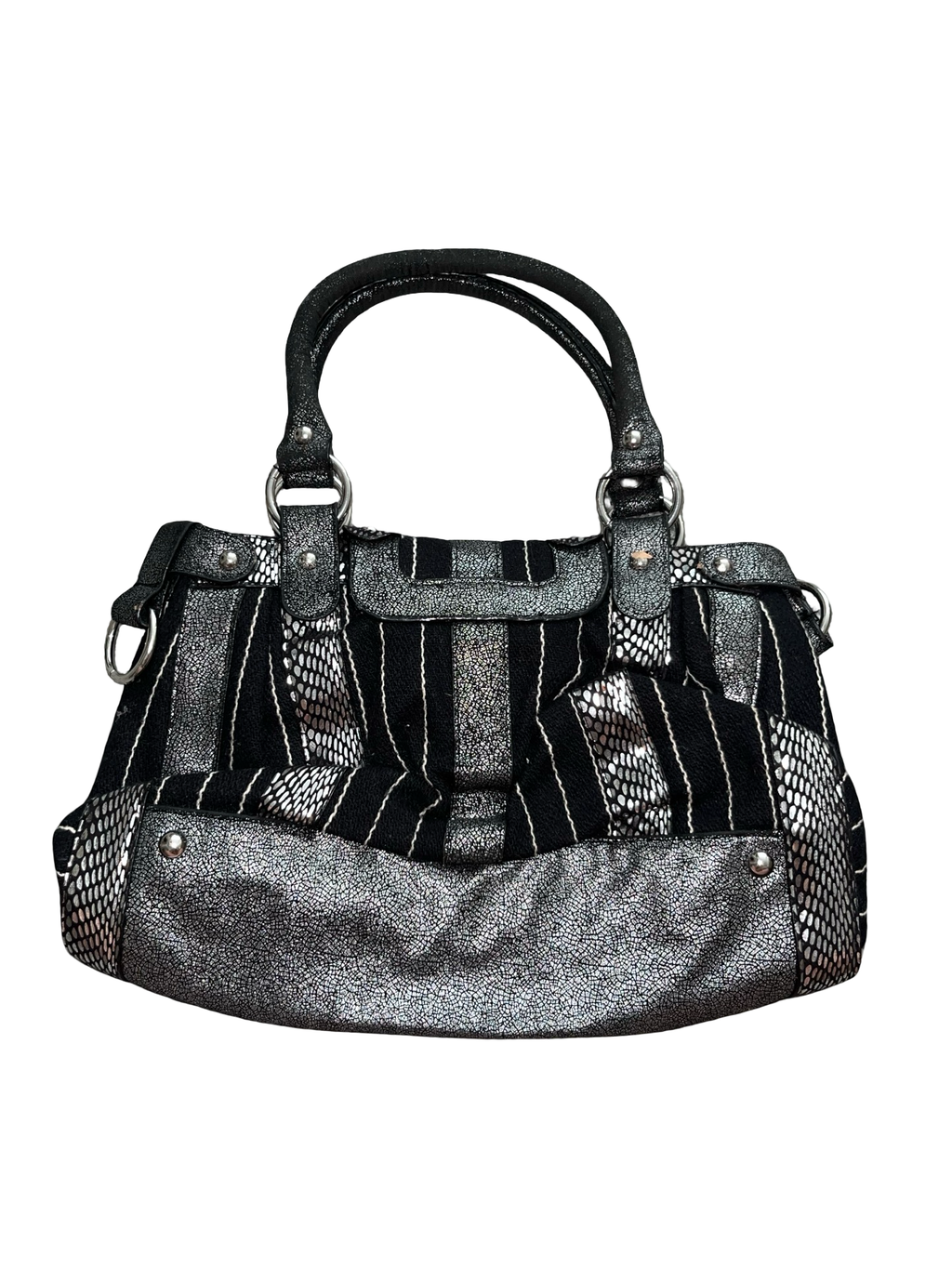 River Island Y2K Black & Silver Leopard Print Handbag