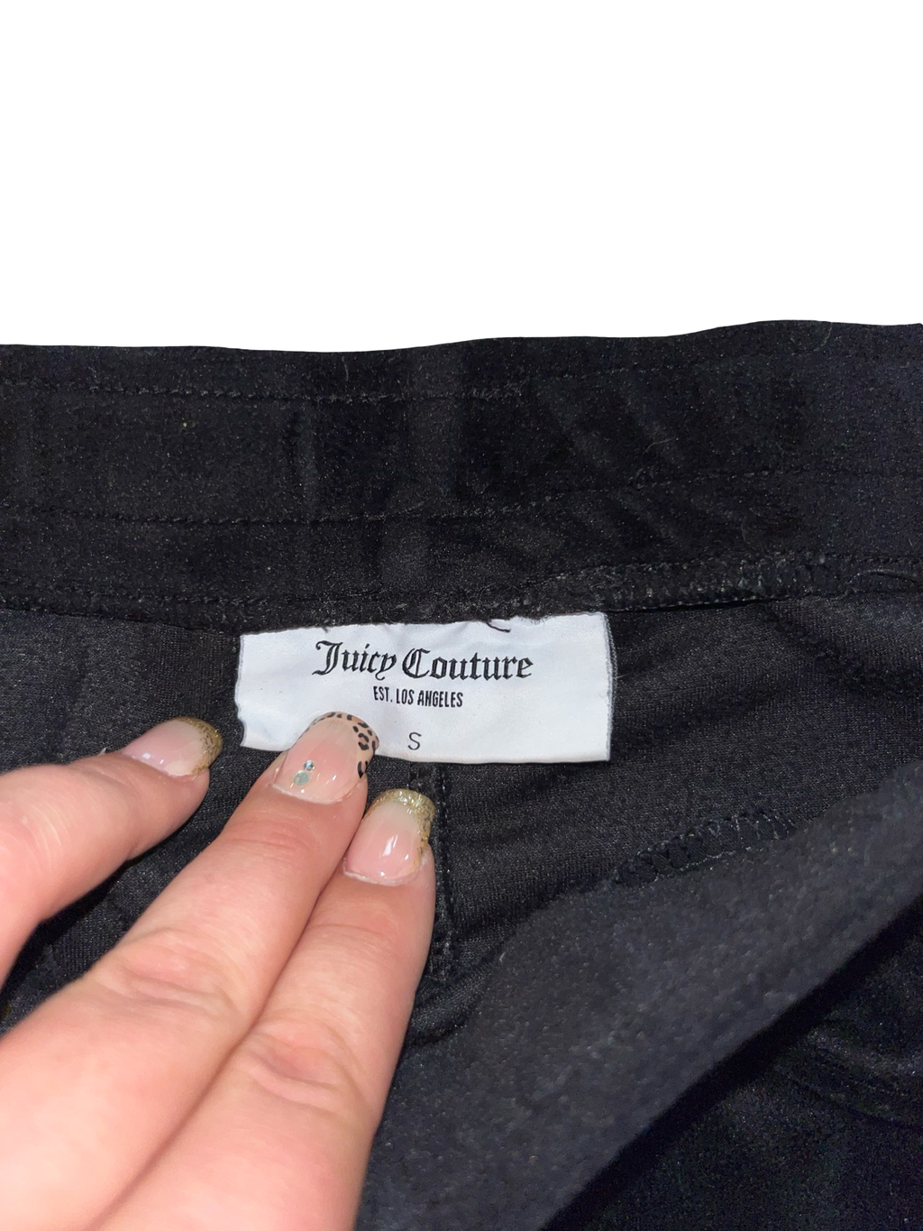 Juicy Couture Black Velour Diamanté Flared Joggers | Size S