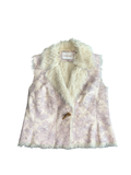 Lakeland Y2K Floral Brocade Faux Fur Trim Gilet Waistcoat Size 12