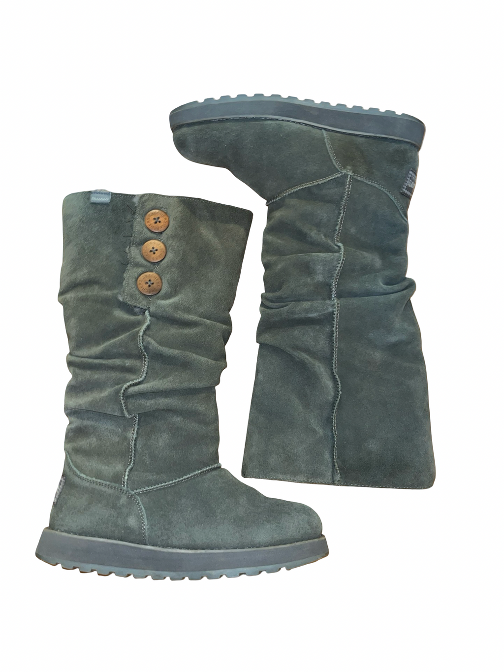 Skechers Australia green Suede Slouch Boots Y2K uk3.5