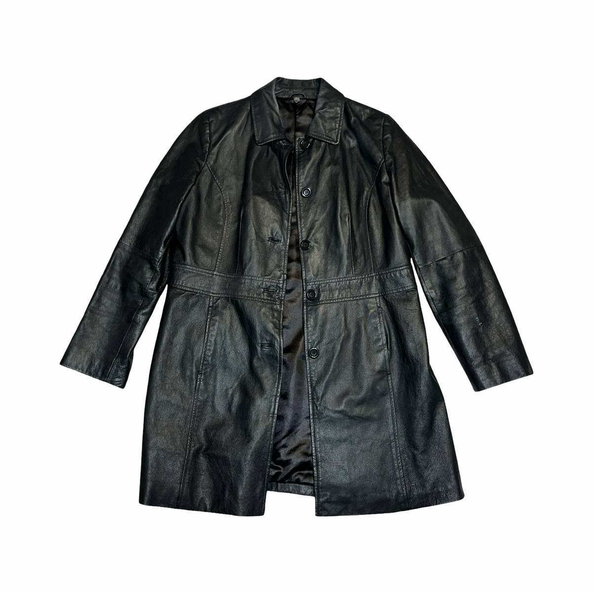 South vintage genuine black leather coat uk 16