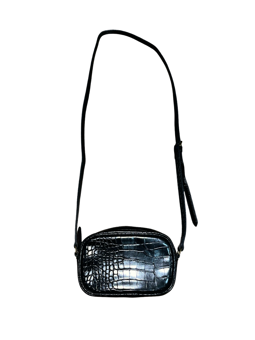 Kurt Geiger London Black Croc Effect Crossbody Camera Bag