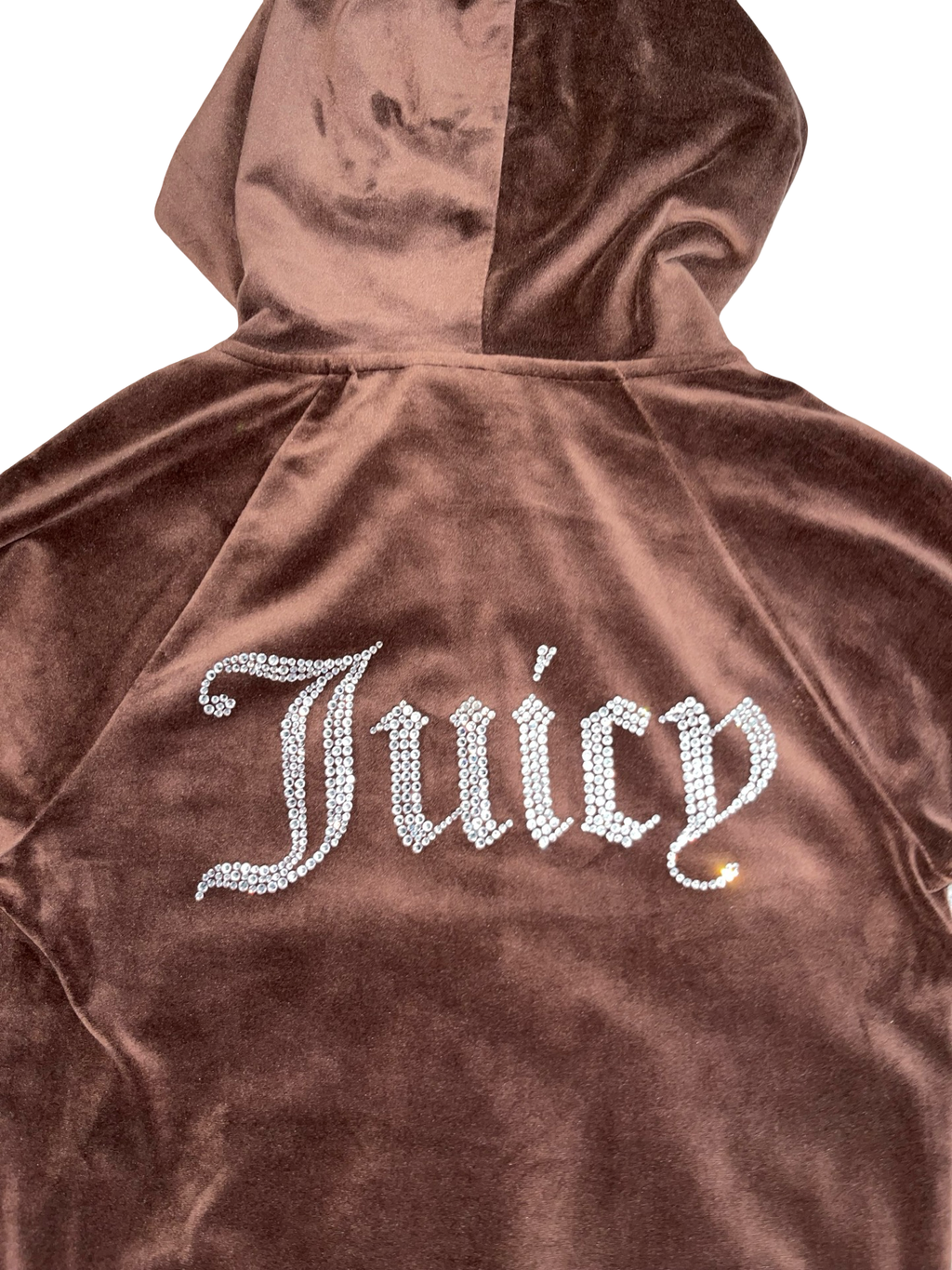 Juicy Couture chocolate brown velour zip-up hoodie XS
