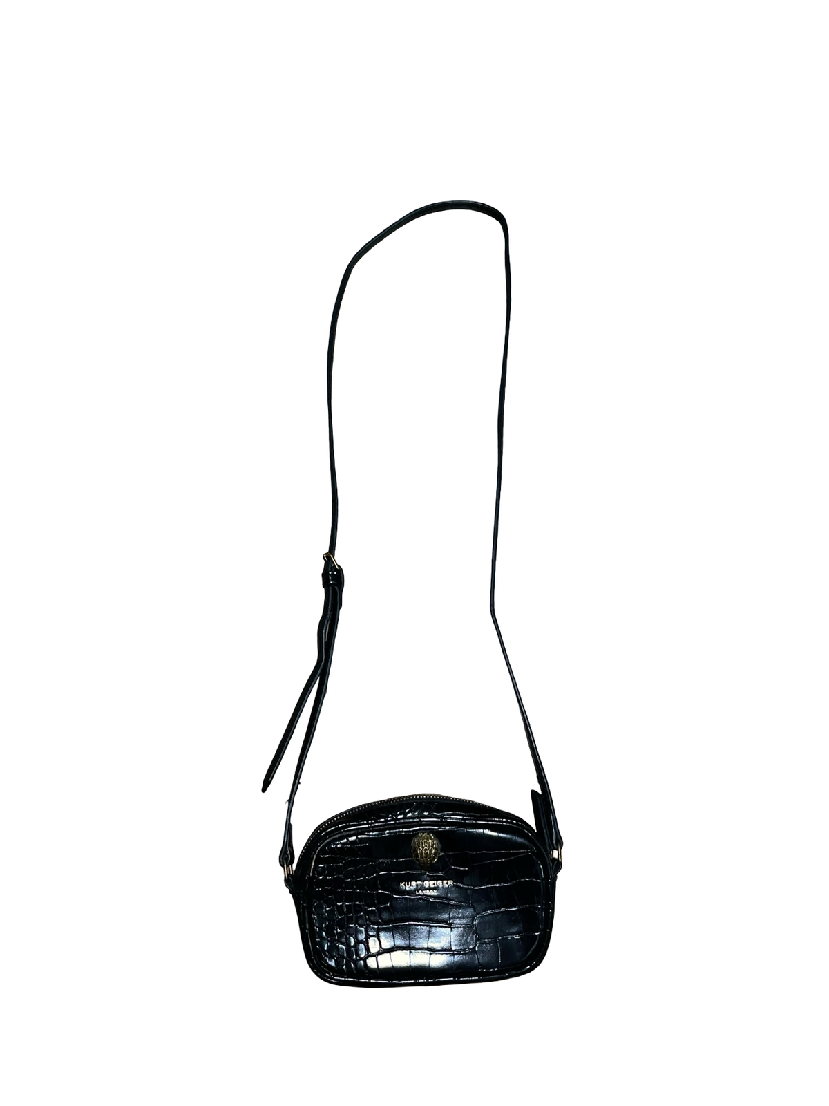 Kurt Geiger London Black Croc Effect Crossbody Camera Bag