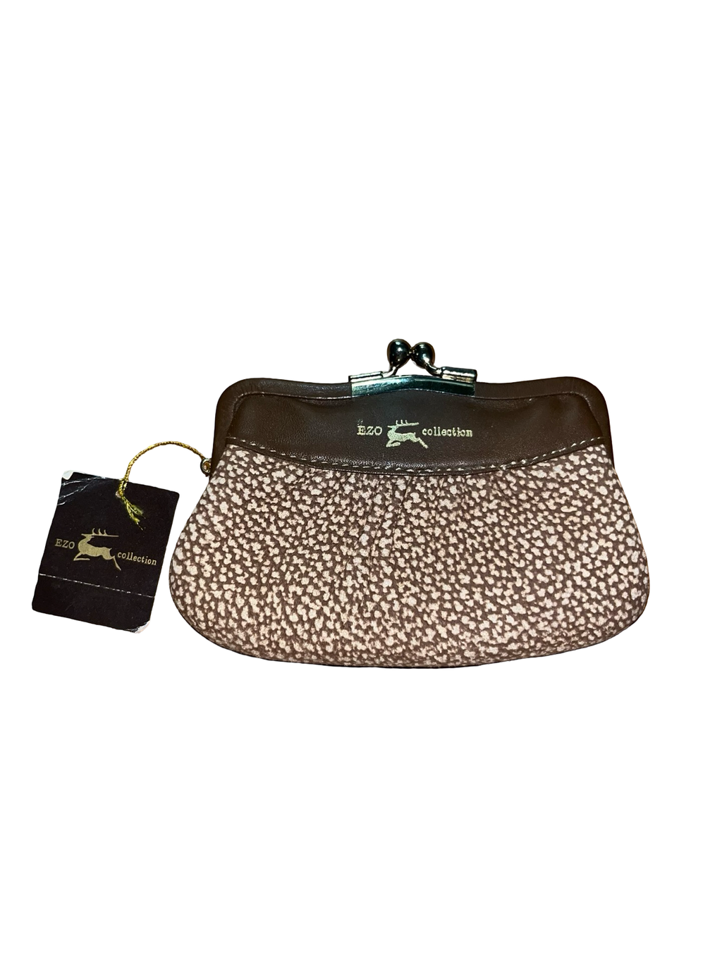 EZO Collection Brown Leather & Pony Hair Coin Purse