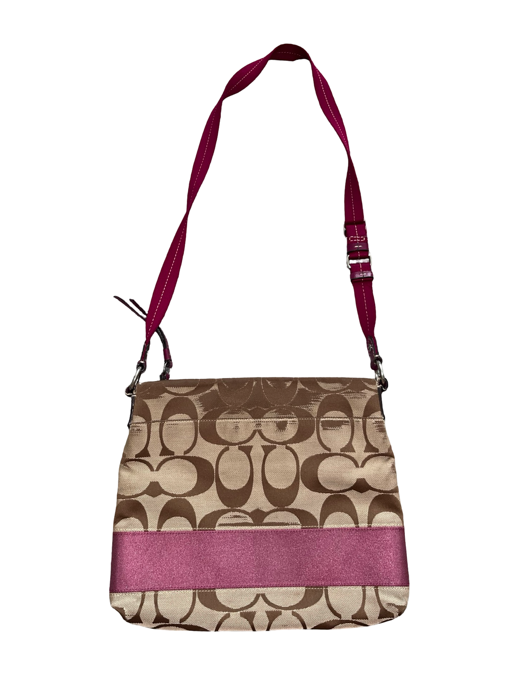 Coach Signature Monogram Pink Stripe Crossbody Bag Y2K