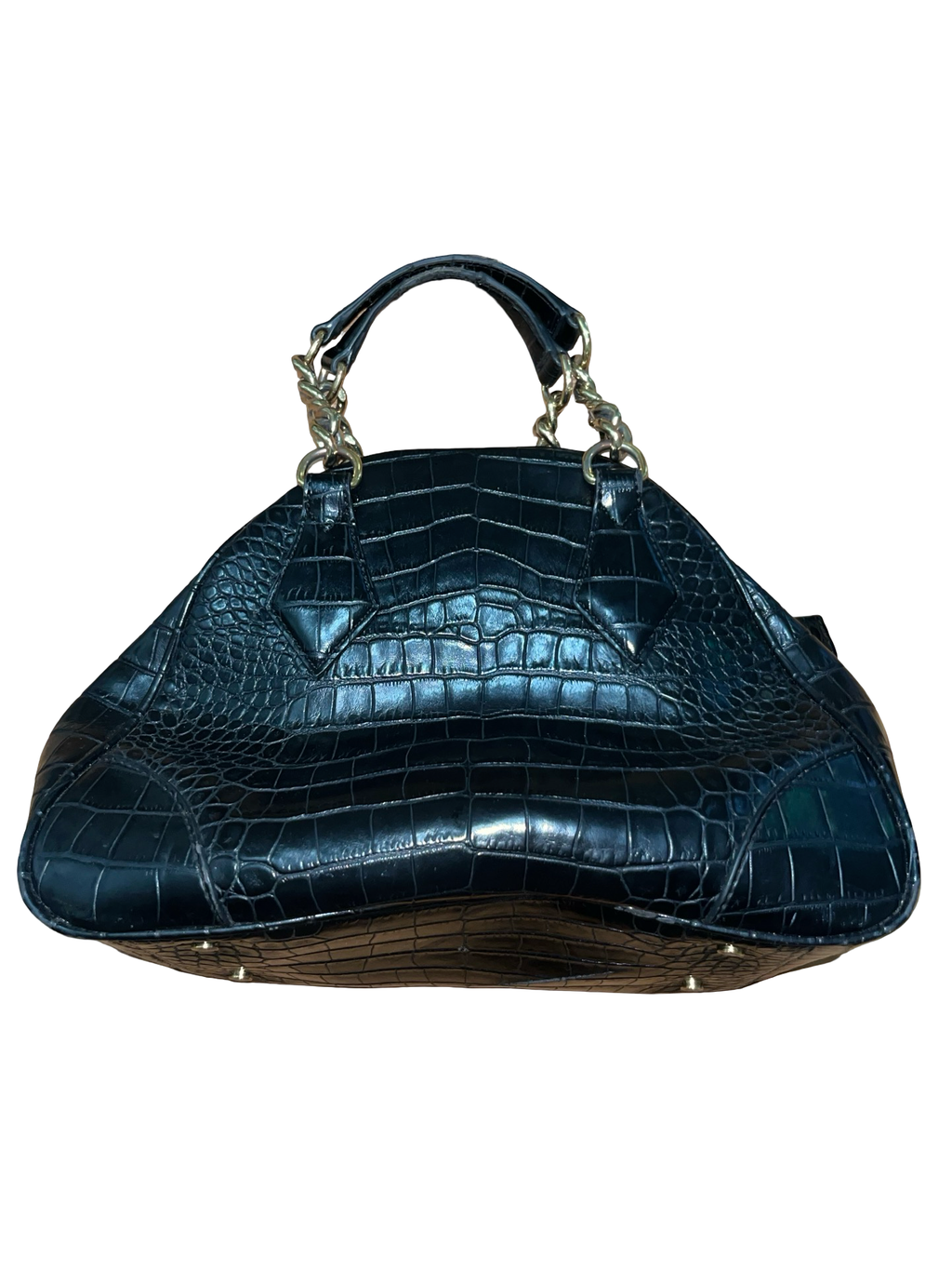 Vivienne Westwood Anglomania Black Croc Embossed Handbag