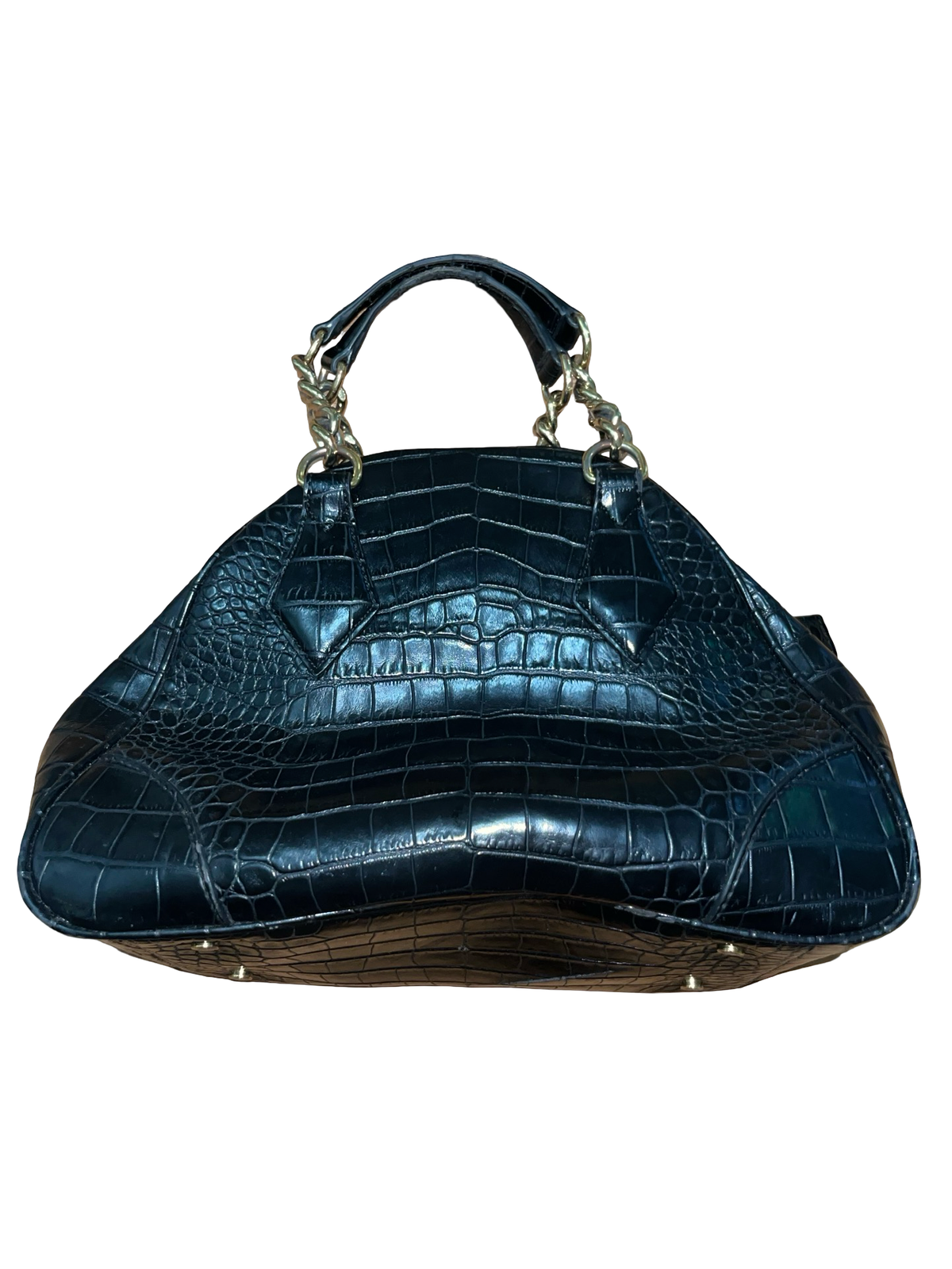 Vivienne Westwood Anglomania Black Croc Embossed Handbag