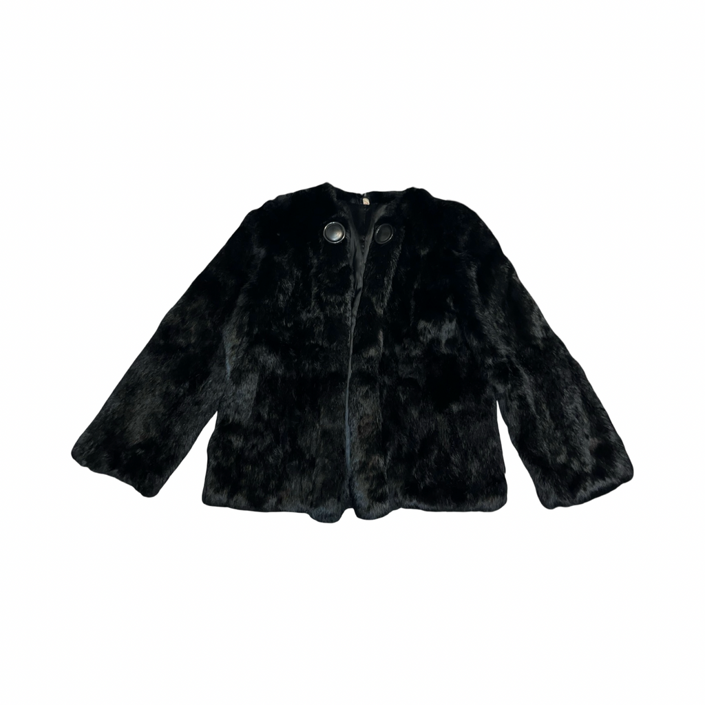 Vintage black coney fur woman’s coat uk16