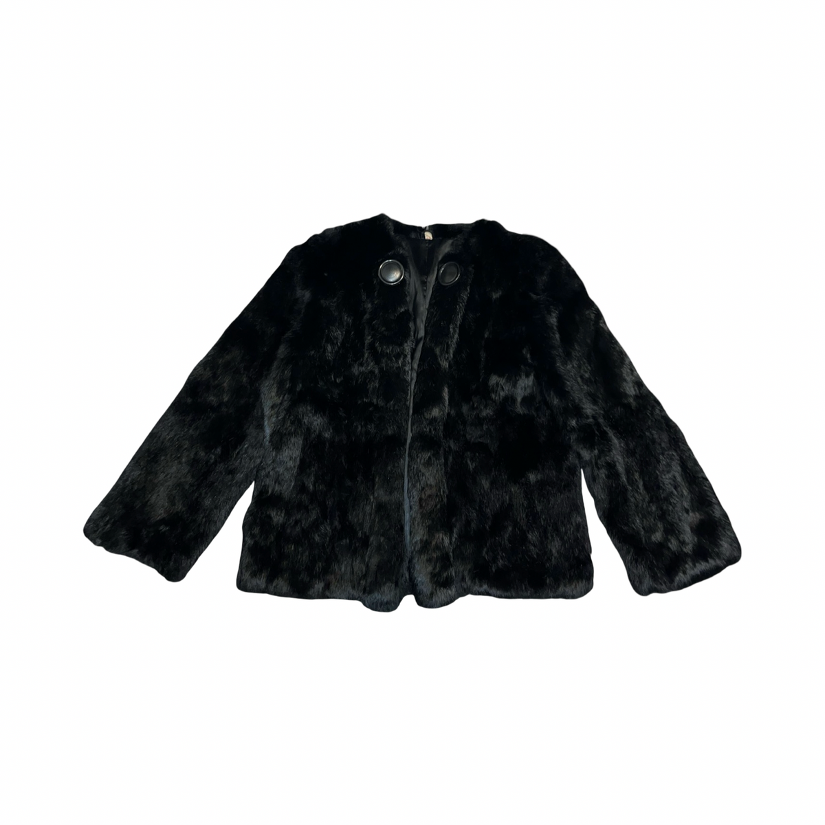 Vintage black coney fur woman’s coat uk16