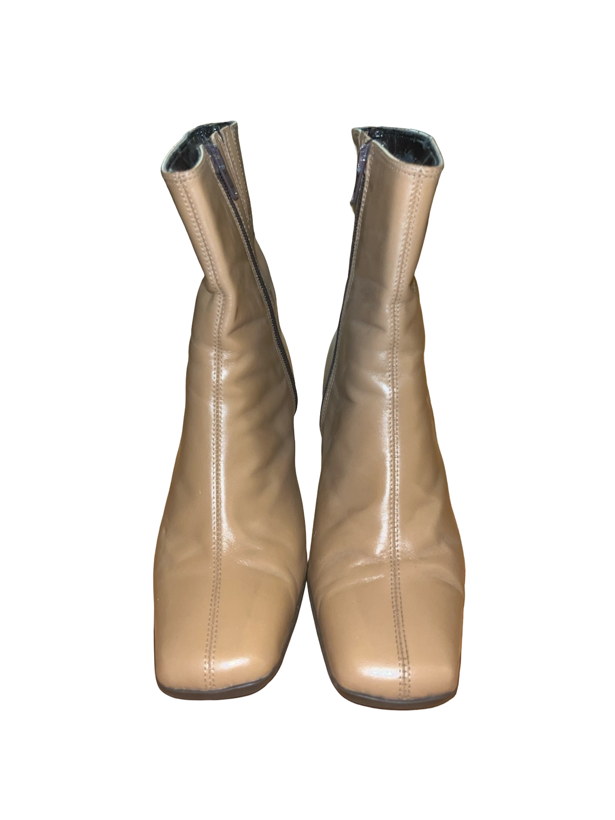 Clarks Tan Beige Leather Ankle Boots UK 6 Square Toe Kitten Heel Y2K