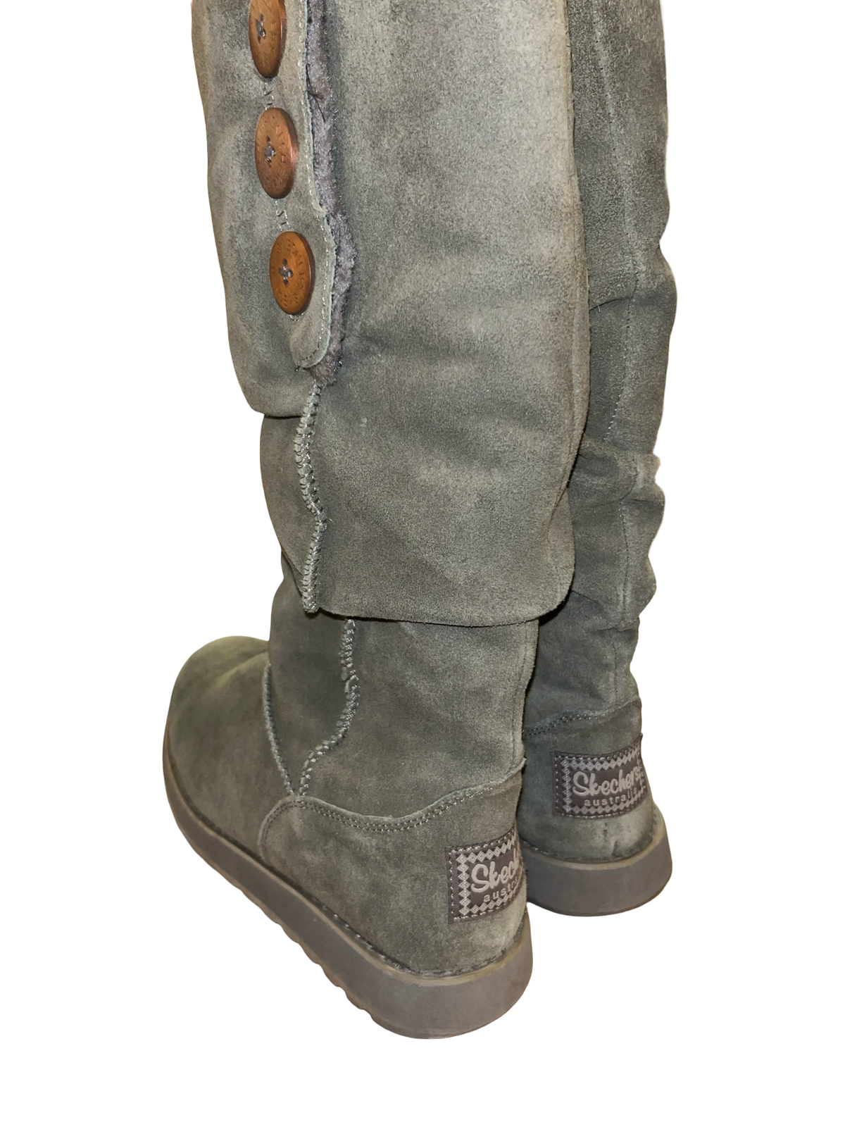 Skechers Australia green Suede Slouch Boots Y2K uk3.5