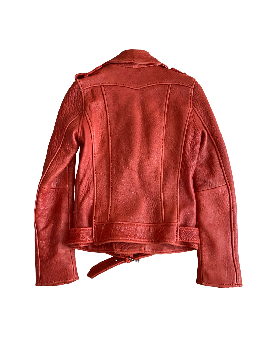 Maje Red Leather Biker Jacket Size8
