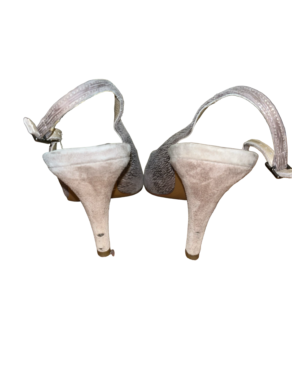 Peter Kaiser Metallic Taupe Bow Slingback Peep Toe Heels | Uk7