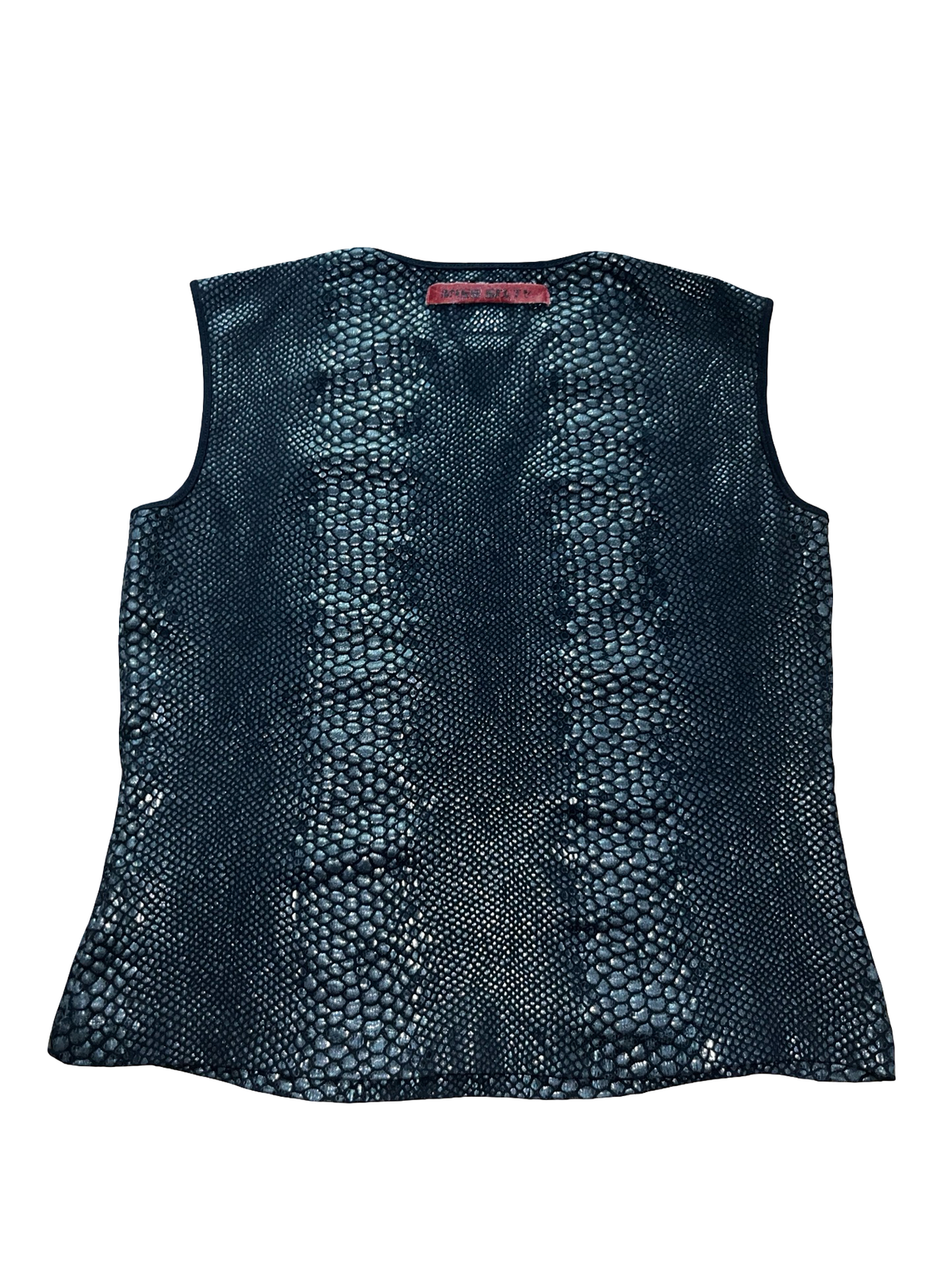 Miss Sixty Vintage Y2K Black Snakeskin Print Sleeveless Top | Size M