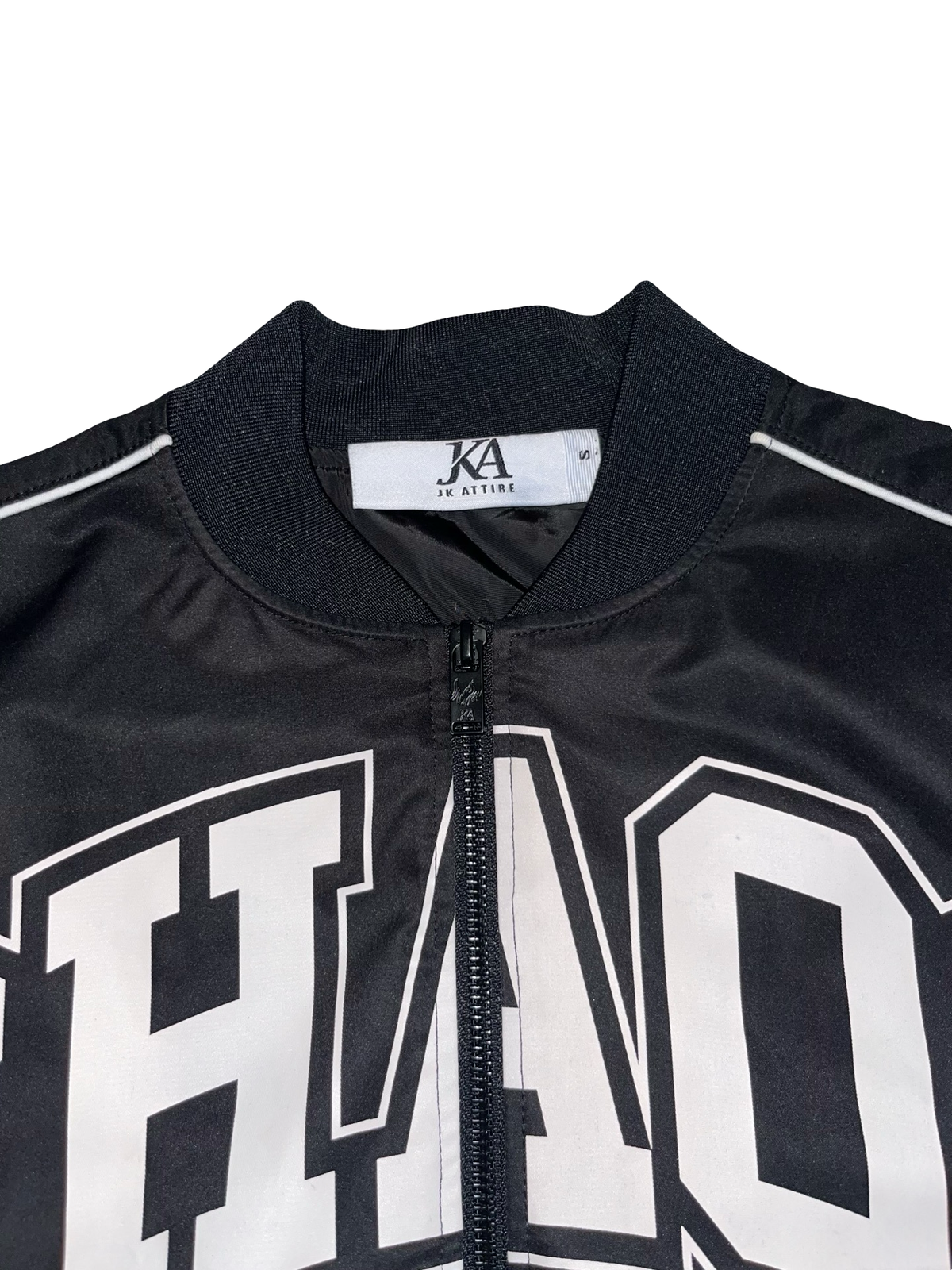 JK Attire CHAOS Black Flame Bomber Jacket | Size S