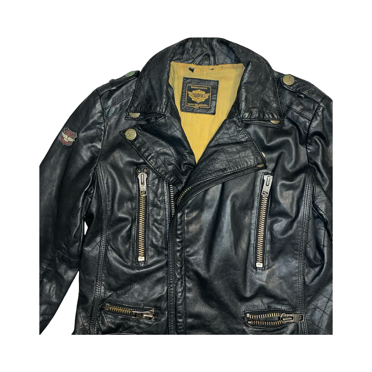 Super dry Motor sport vintage genuine leather jacket uk S
