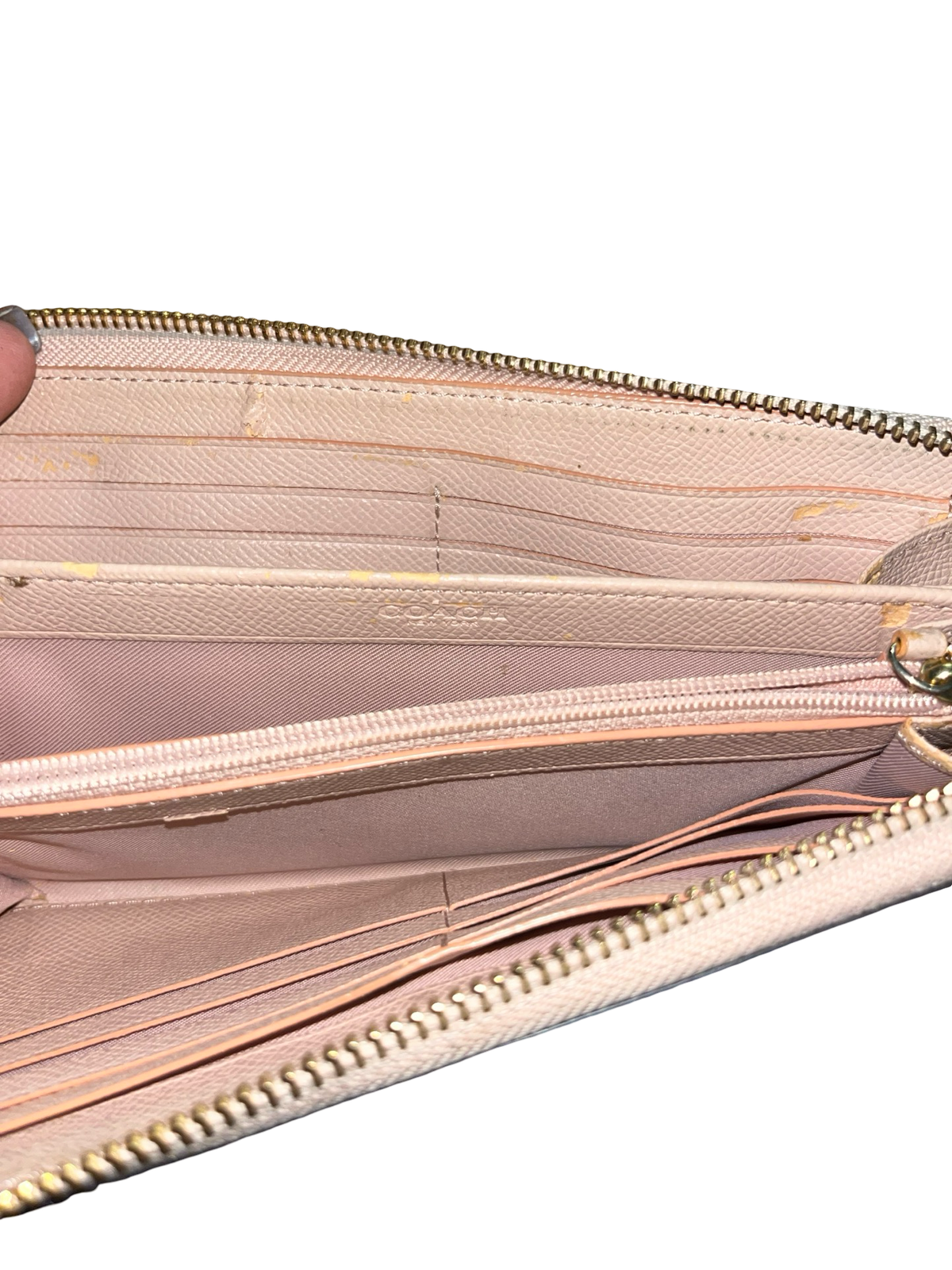 Coach Croc Embossed Leather Purse Blush Pink Genuine Leather