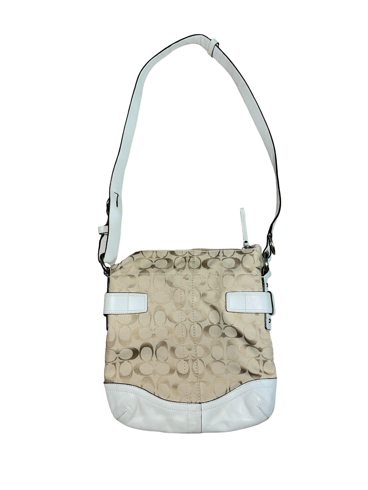 Coach Signature C Beige & White Buckle Shoulder Bag Y2K