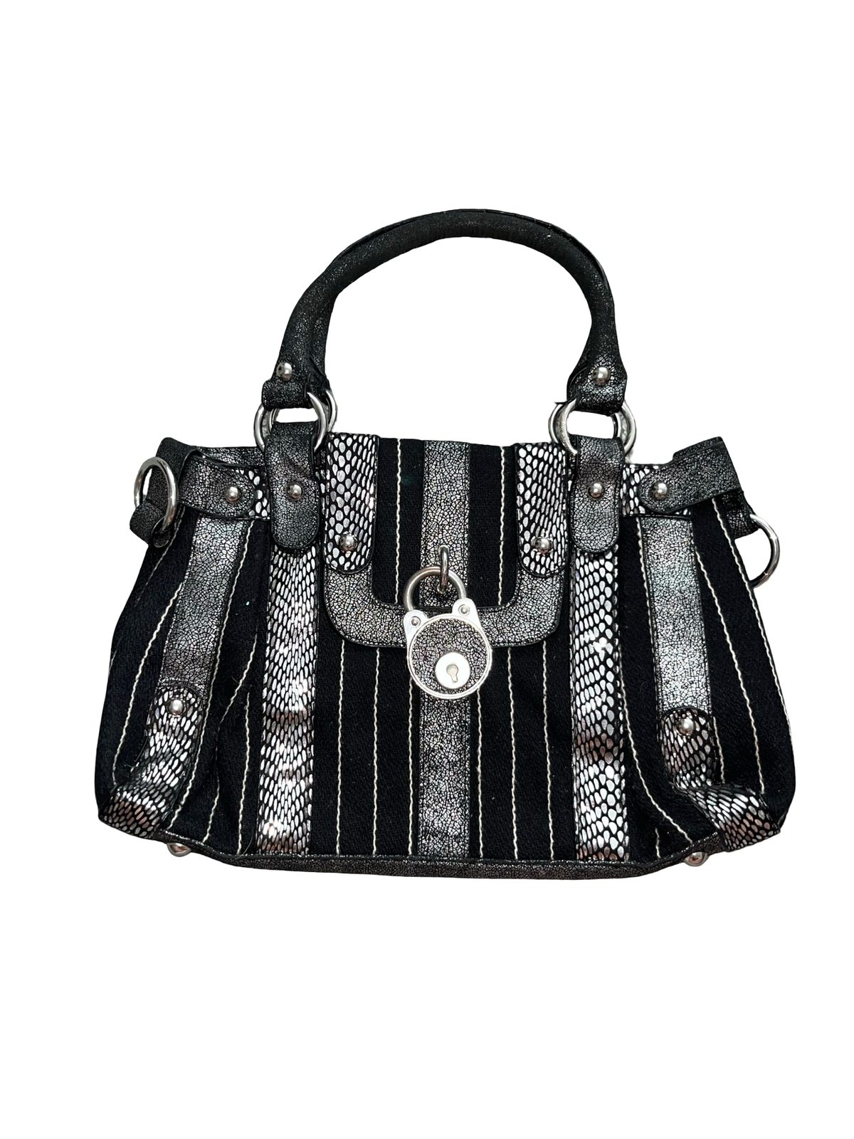 River Island Y2K Black & Silver Leopard Print Handbag