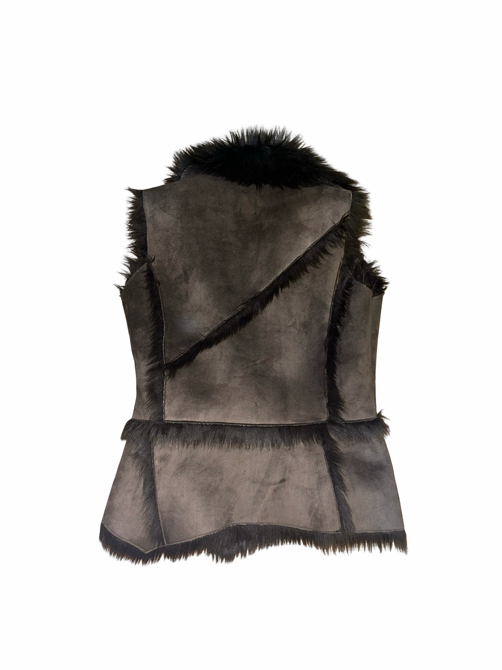 Vintage Y2K New Look Brown Faux Fur Shearling Belted Gilet