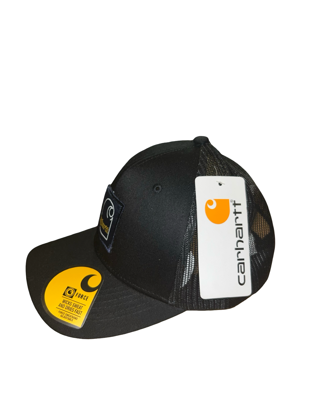 Carhartt Force Black Mesh Trucker Cap Navy Logo Patch