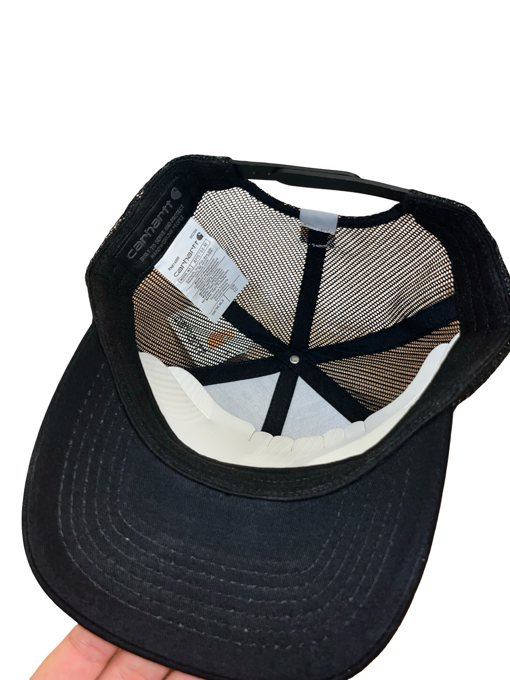 Carhartt Force Black Mesh Trucker Cap Navy Logo Patch