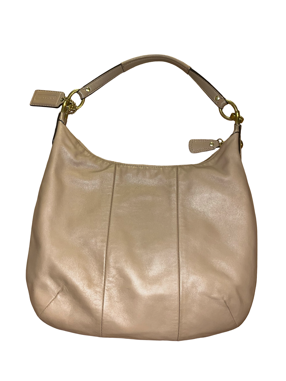 Coach Beige Leather Hobo Shoulder Bag Gold Hardware |Y2K