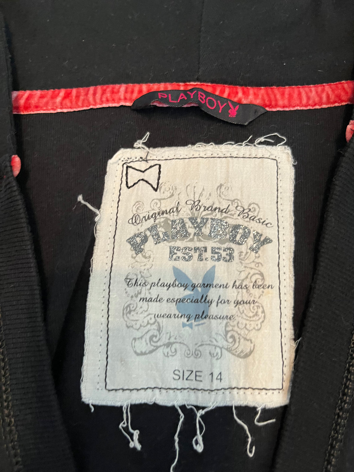 Vintage Playboy Black Hoodie Bunny Logo Y2K | Size 14
