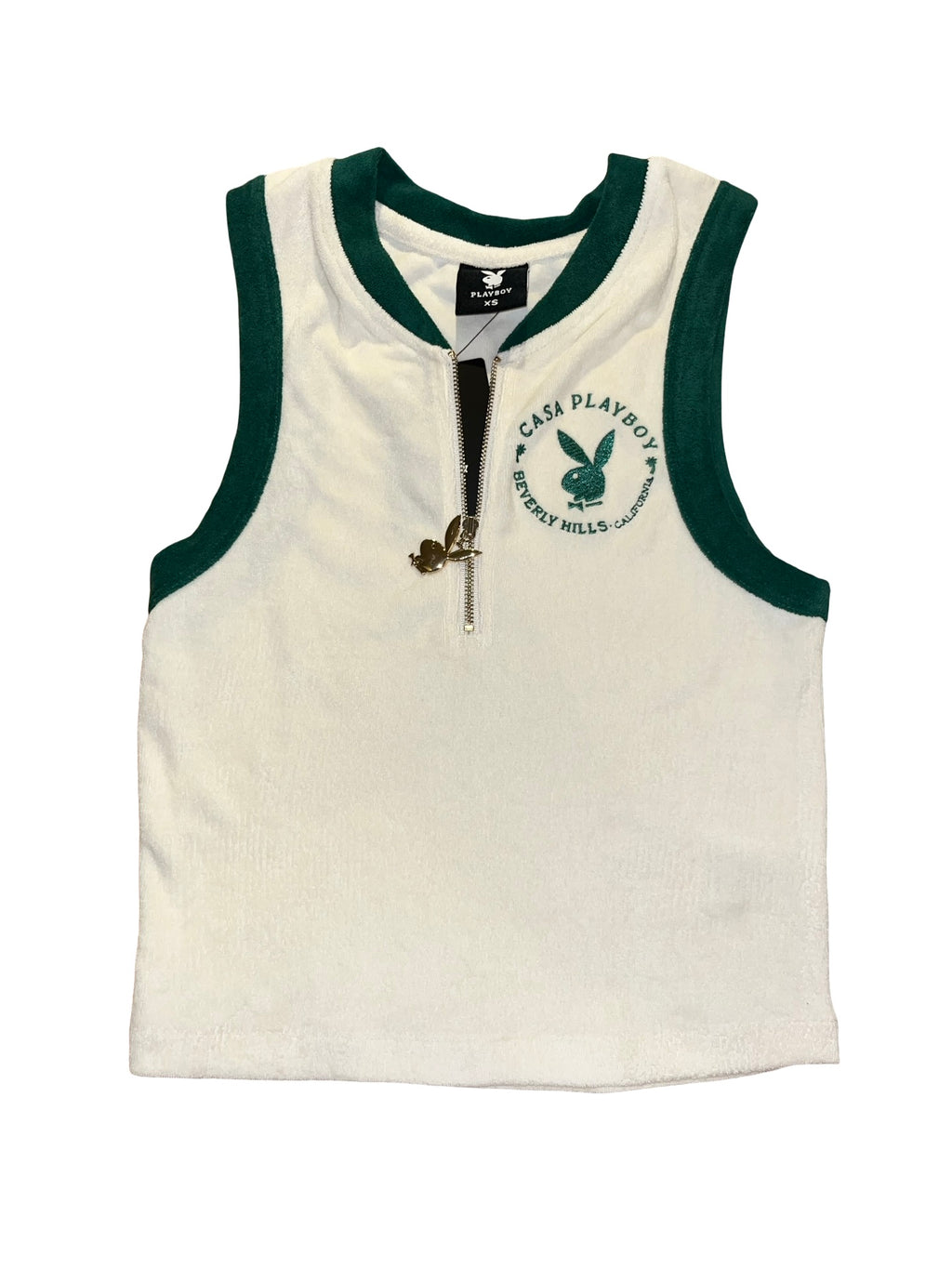 Playboy Casa Beverly Hills Terry Towelling Zip Tank Top XS