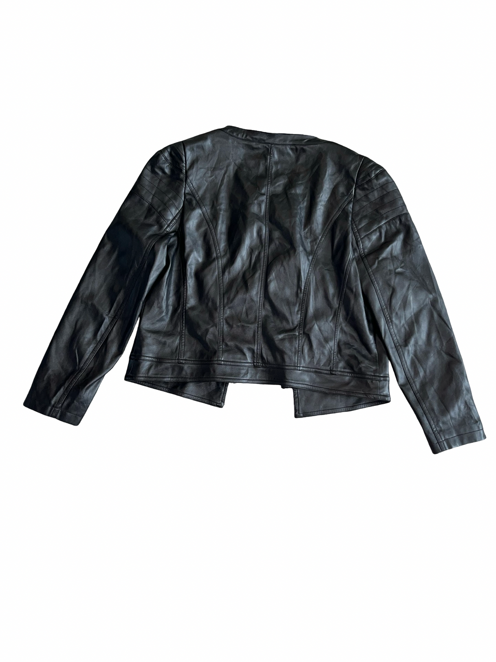 Y2K Malissa J Black real Leather Chain Trim Jacket Size M