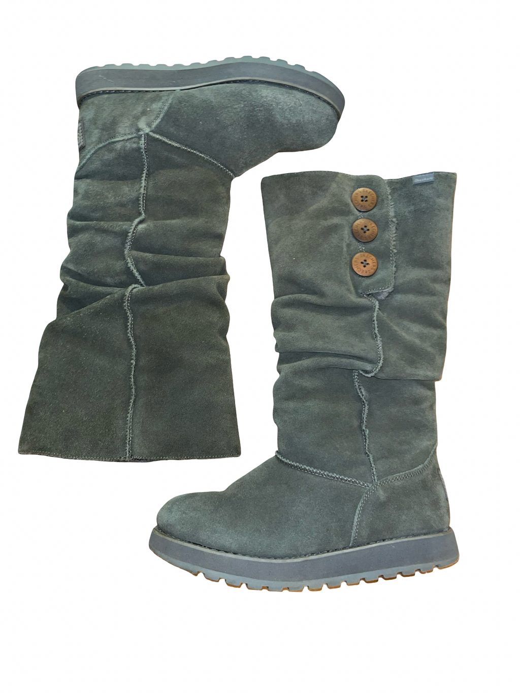 Skechers Australia green Suede Slouch Boots Y2K uk3.5