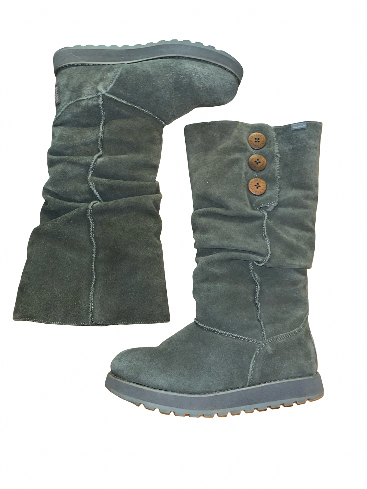 Skechers Australia green Suede Slouch Boots Y2K uk3.5