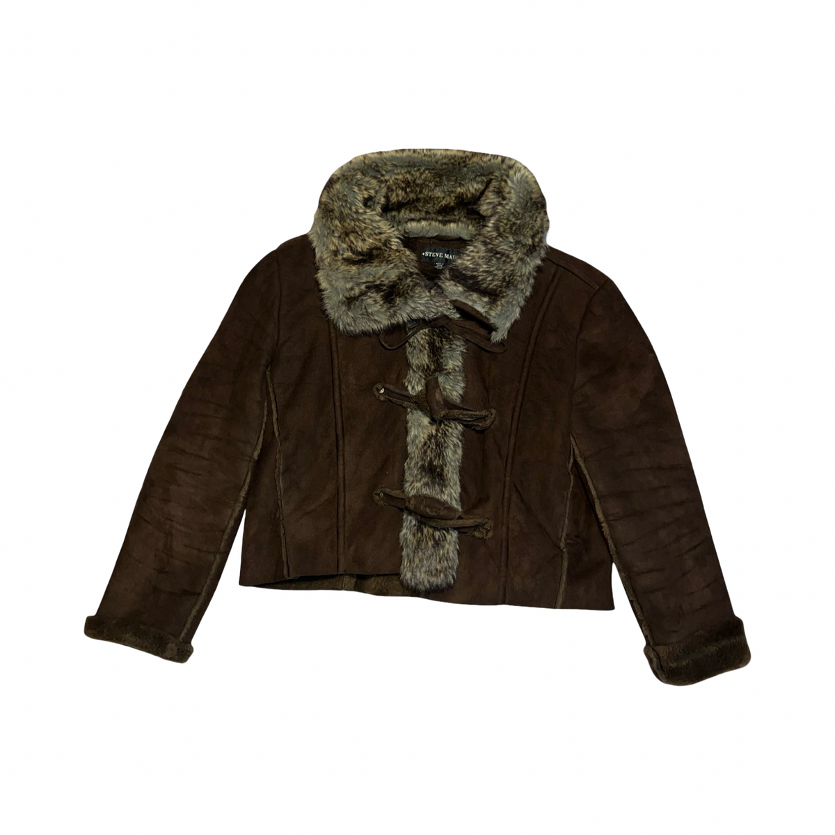 Steve Madden fur lined brown coat ukXL