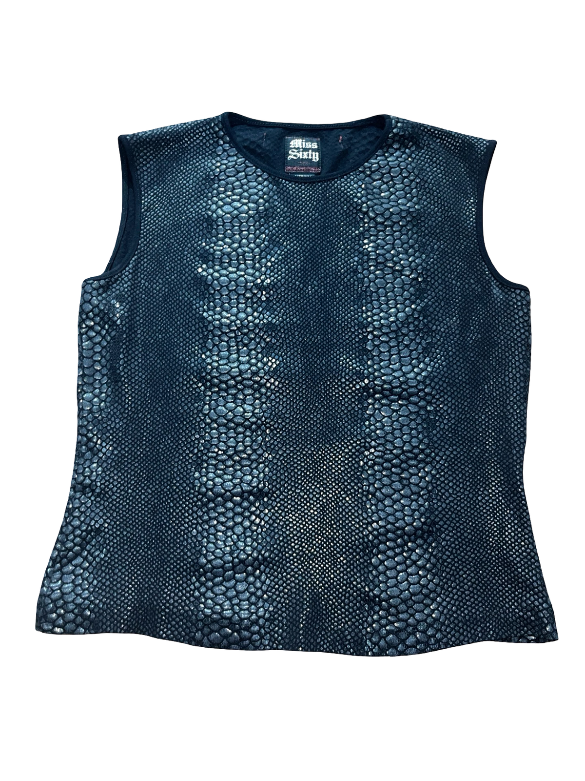 Miss Sixty Vintage Y2K Black Snakeskin Print Sleeveless Top | Size M