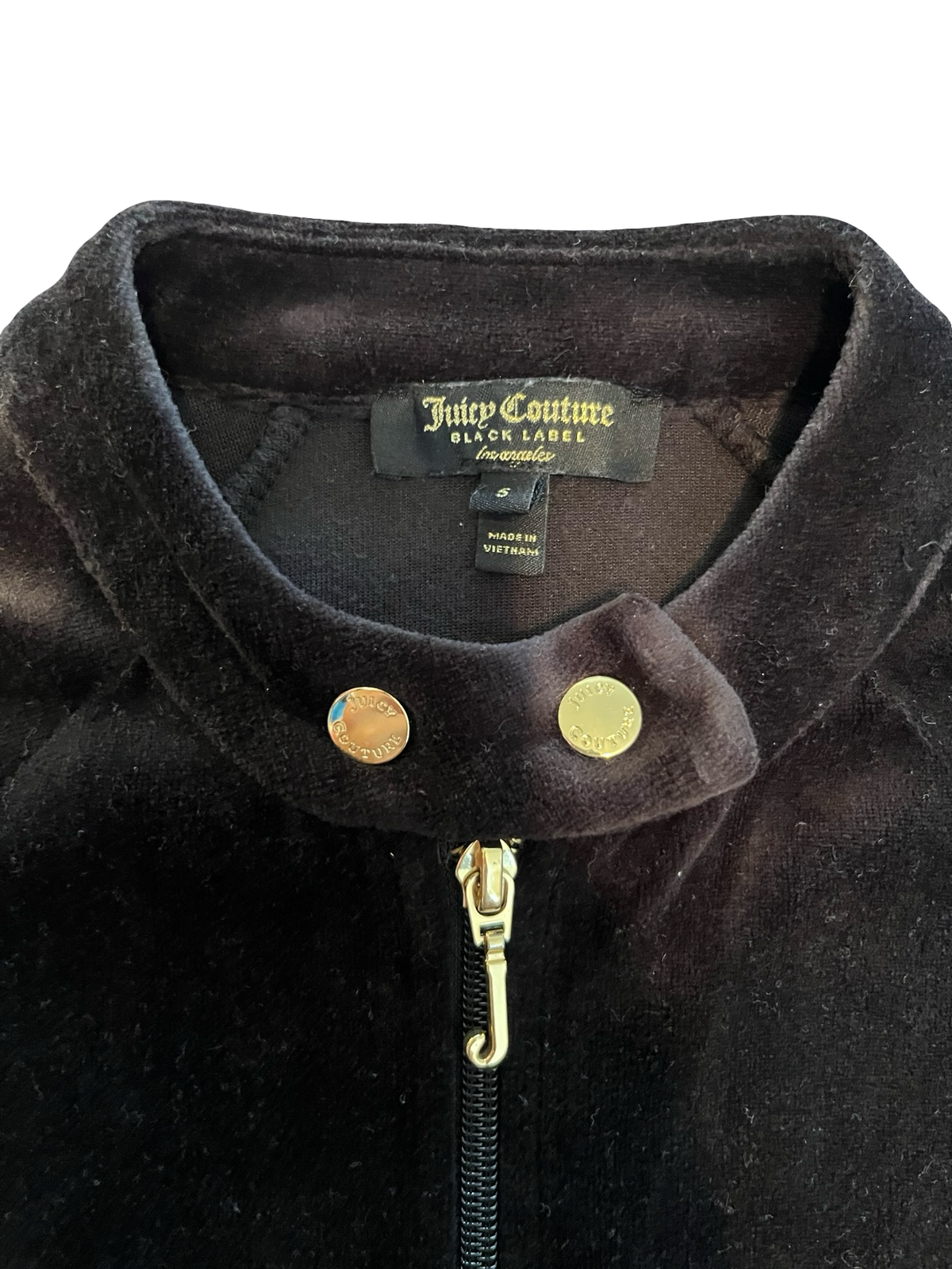 Juicy Couture Black Label Black Velour Bomber Jacket | Size S