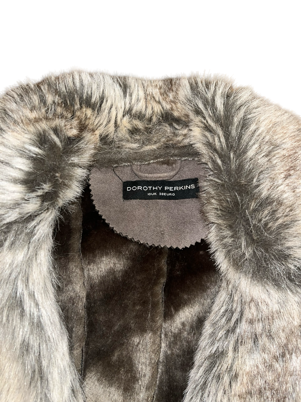 Y2K Dorothy Perkins Grey Faux Fur Shearling Gilet UK 10